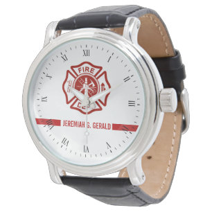 Thin Red Line Custom Name Firefighter Horloge