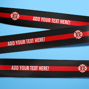 Thin Red Line Custom Text Fire Rescue Satijnen Lint