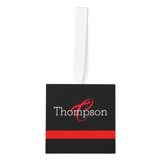 Thin Red Line Custome Monogram kerstversiering Decoratie (Voorkant)