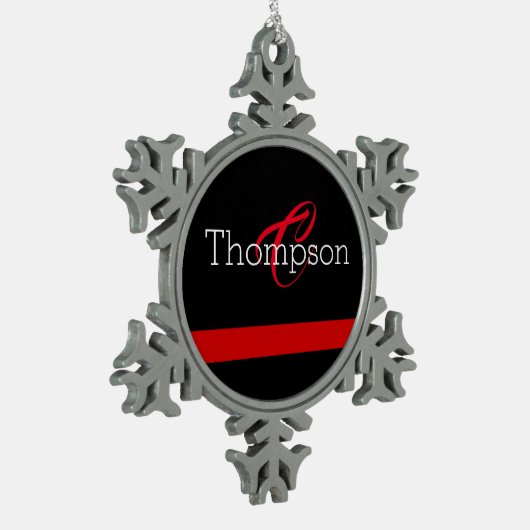 Thin Red Line Custome Monogram kerstversiering Tin Sneeuwvlok Ornament (Links)