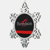 Thin Red Line Custome Monogram kerstversiering Tin Sneeuwvlok Ornament (Rechts)