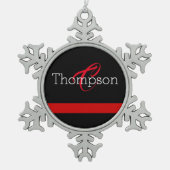 Thin Red Line Custome Monogram kerstversiering Tin Sneeuwvlok Ornament (Voorkant)