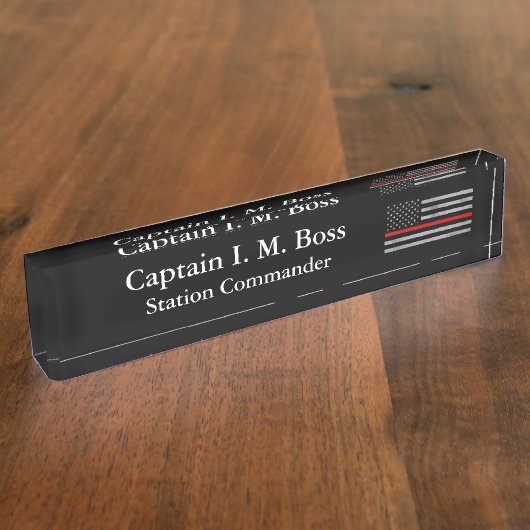 Thin Red Line - Distress Tattered Flagnaamplaat Naambordje (Zijkant)