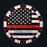 Thin Red Line en American Flag Firefighters/VS Dartbord<br><div class="desc">Dartboard: Thin Red Line en American Flag (VS) - brandweerlieden / brandweerpersoneel aan de orde - hou van mijn land,  patriotten / sportfans</div>