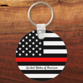 Thin Red Line en American Flag Fireman/USA kantoor Sleutelhanger