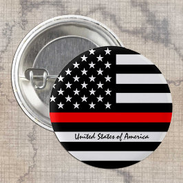 Thin Red Line en American Flag Fireman/USA Ronde Button 3,2 Cm