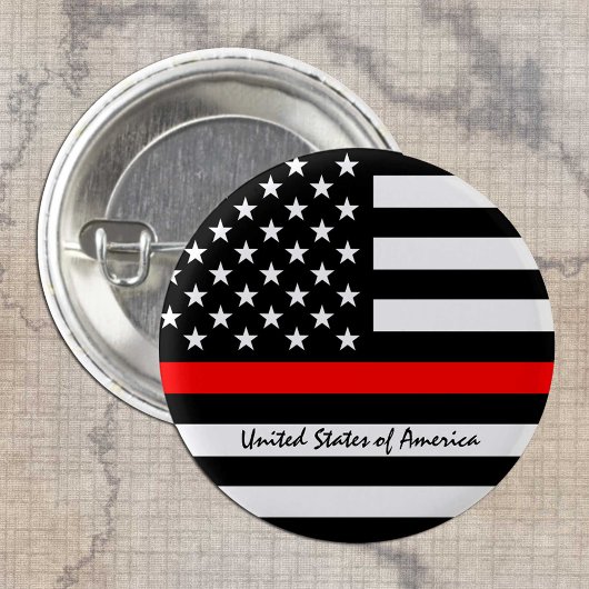 Thin Red Line en American Flag Fireman/USA Ronde Button 3,2 Cm