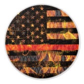 Thin Red Line en Flames Keramische Knop (Voorkant)