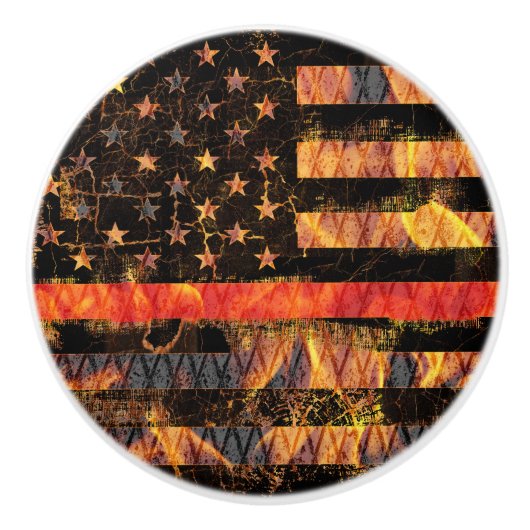 Thin Red Line en Flames Keramische Knop (Voorkant)