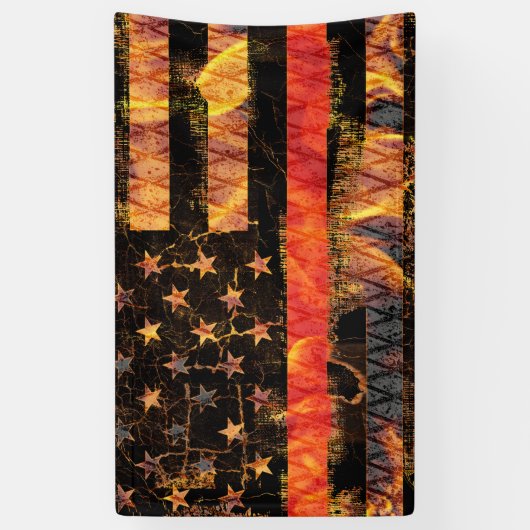 Thin Red Line en Flames Spandoek (Verticaal)