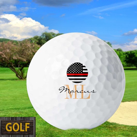 Thin Red Line en Golf USA Monogrammed Firefighter Golfballen