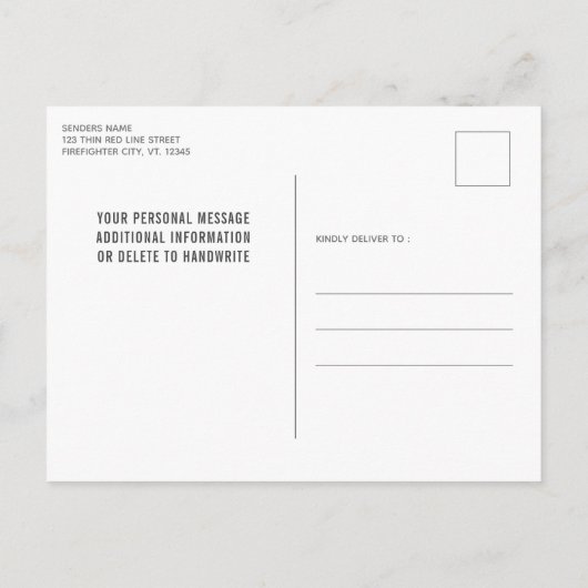 Thin Red Line Fire Academy brandweerdienst Retirem Uitnodiging Briefkaart (Achterkant)