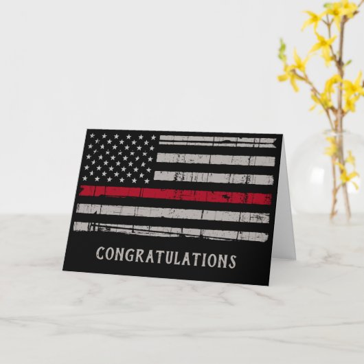 Thin Red Line Fire Academy Firefighter Afstuderen Kaart (Gele Bloem)