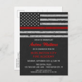 Thin Red Line Fire Academy Firefighter Afstuderen Uitnodiging Briefkaart (Voorkant / Achterkant)