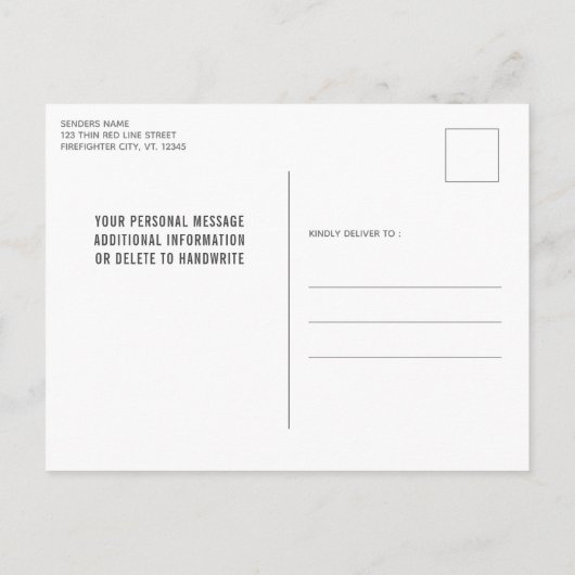 Thin Red Line Fire Academy Firefighter Afstuderen Uitnodiging Briefkaart (Achterkant)