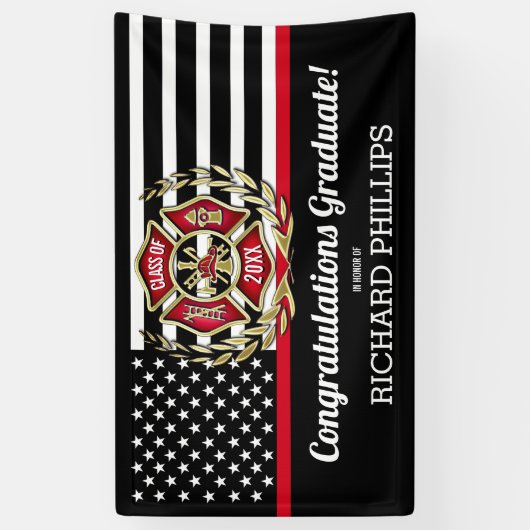 Thin Red Line Fire Academy Graduy Party Spandoek (Verticaal)