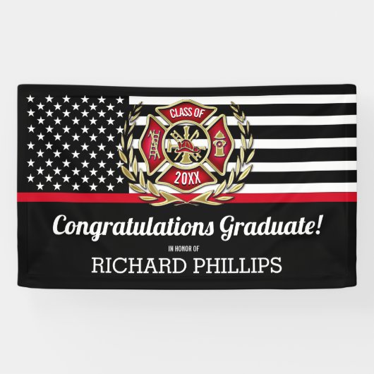 Thin Red Line Fire Academy Graduy Party Spandoek (Horizontaal)