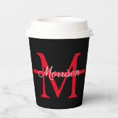 Thin Red Line Fire Fighter Retirement Monogram Papieren Bekers (Achterkant)