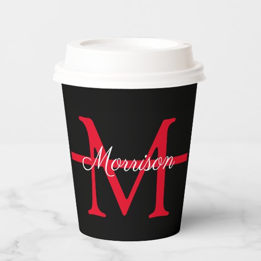 Thin Red Line Fire Fighter Retirement Monogram Papieren Bekers (Voorkant)