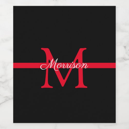 Thin Red Line Fire Fighter Retirement Monogram Wijn Etiket (Enkel label)