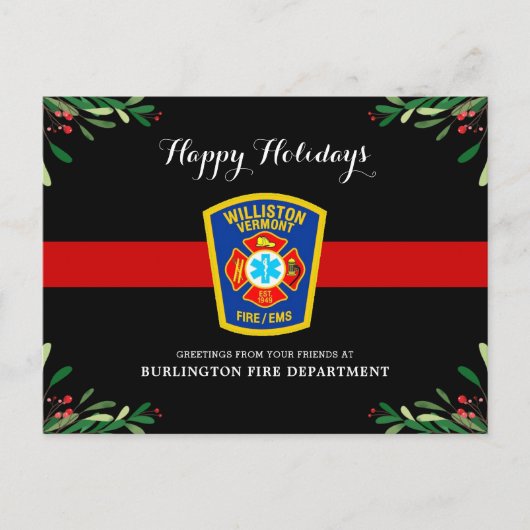 Thin Red Line Fire, kerst Feestdagenkaart (Voorkant)