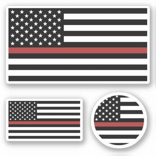 Thin Red Line Firefighter America Flag Fire Rescue Sticker (Voorkant)