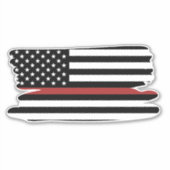 Thin Red Line Firefighter America Flag Fire Rescue Sticker (Voorkant)