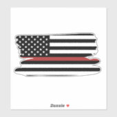 Thin Red Line Firefighter America Flag Fire Rescue Sticker (Vel)