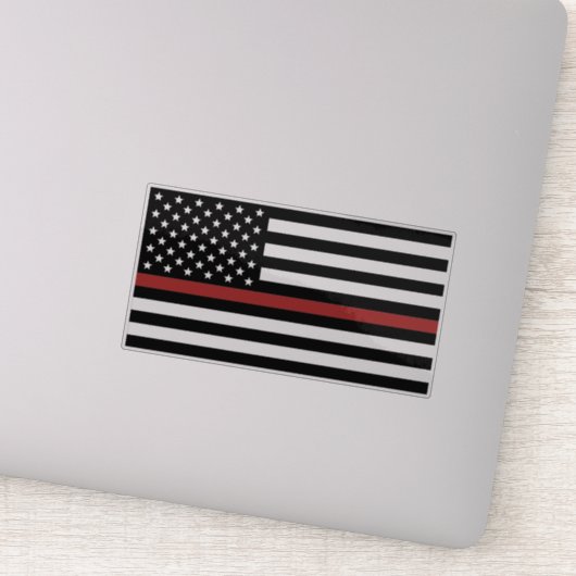 Thin Red Line Firefighter America Flag Fire Rescue Sticker (Detail)