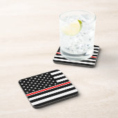 Thin Red Line Firefighter American Flag Bier Onderzetter (Rechterzijde)
