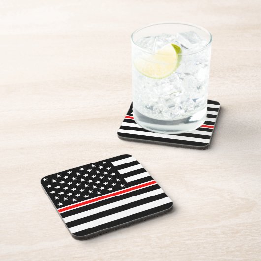 Thin Red Line Firefighter American Flag Bier Onderzetter (Rechterzijde)