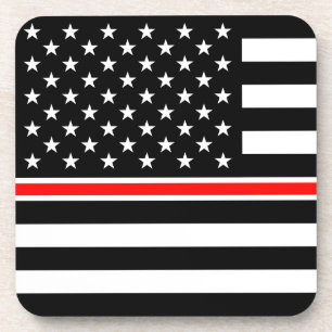 Thin Red Line Firefighter American Flag Bier Onderzetter
