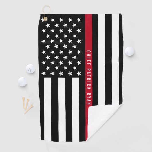 Thin Red Line Firefighter American Flag Monogram Golfhanddoek (Insitu)