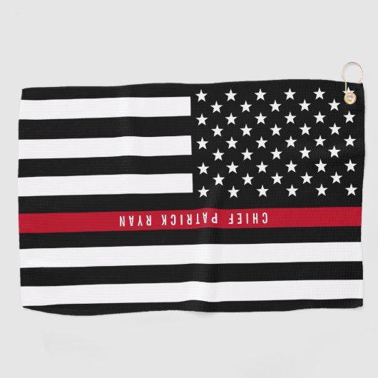 Thin Red Line Firefighter American Flag Monogram Golfhanddoek (Horizontaal)