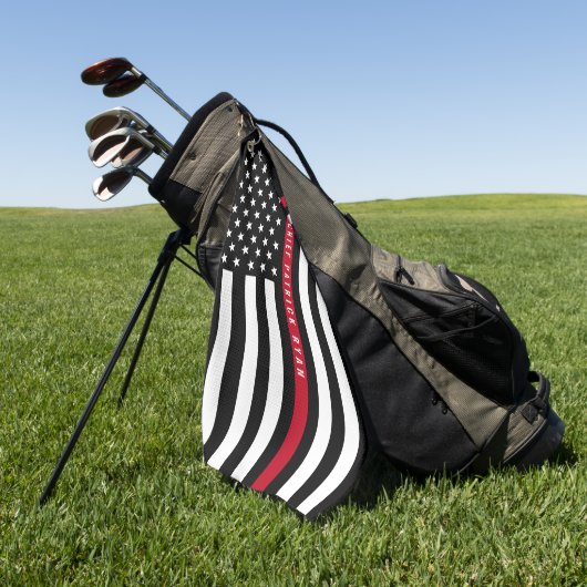 Thin Red Line Firefighter American Flag Monogram Golfhanddoek (Groen)
