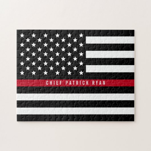 Thin Red Line Firefighter American Flag Monogram Legpuzzel (Horizontaal)