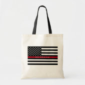 Thin Red Line Firefighter American Flag Monogram Tote Bag (Voorkant)