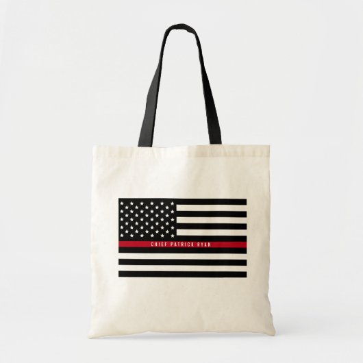 Thin Red Line Firefighter American Flag Monogram Tote Bag (Voorkant)