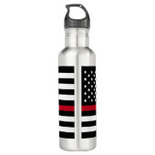 Thin Red Line Firefighter American Flag Monogram Waterfles (Achterkant)