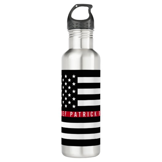 Thin Red Line Firefighter American Flag Monogram Waterfles (Voorkant)