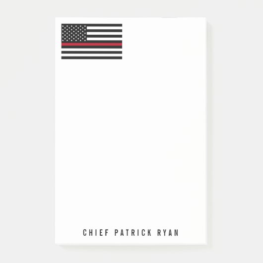 Thin Red Line Firefighter American Flag Name 4 x 6 Post-it® Notes (Voorkant)