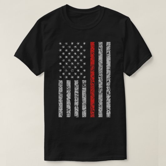Thin Red Line Firefighter American Flag T-shirt (Design voorkant)