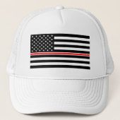 Thin Red Line Firefighter American Flag Trucker Pet (Voorkant)
