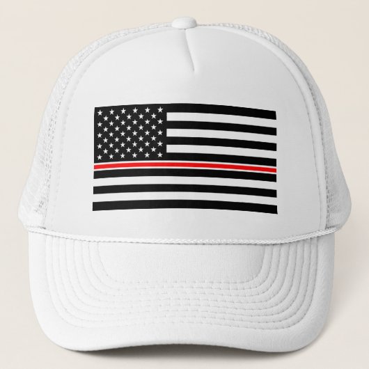 Thin Red Line Firefighter American Flag Trucker Pet (Voorkant)