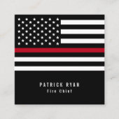 Thin Red Line Firefighter American Flag Vierkante Visitekaartje (Voorkant)