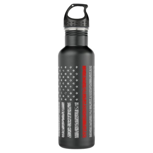 Thin Red Line Firefighter American Flag Waterfles (Voorkant)