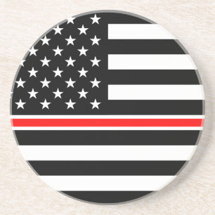 Thin Red Line Firefighter American Flag Zandsteen Onderzetter