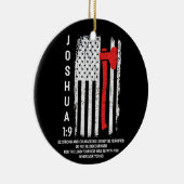 Thin Red Line Firefighter Bible Verse Christian Keramisch Ornament (Rechts)