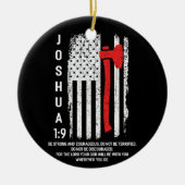 Thin Red Line Firefighter Bible Verse Christian Keramisch Ornament (Voorkant)
