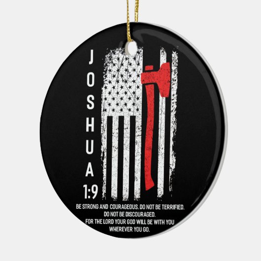 Thin Red Line Firefighter Bible Verse Christian Keramisch Ornament (Links)